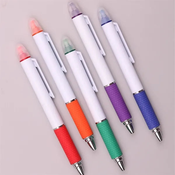 Rubber Grip Ballpoint Pen with Highlighter