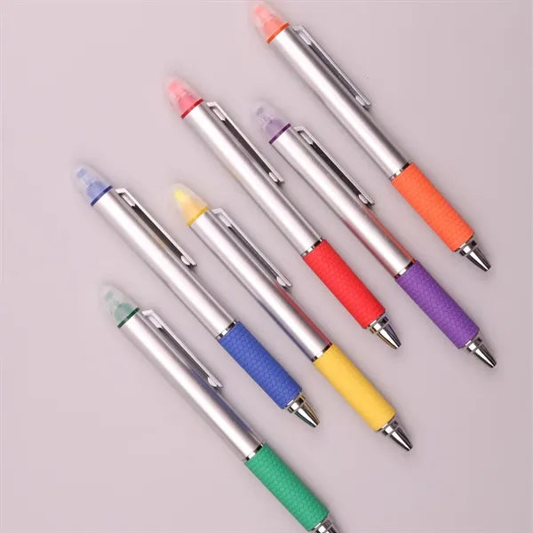 Rubber Grip Ballpoint Pen with Highlighter