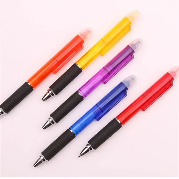 Rubber Grip Ballpoint Pen with Highlighter
