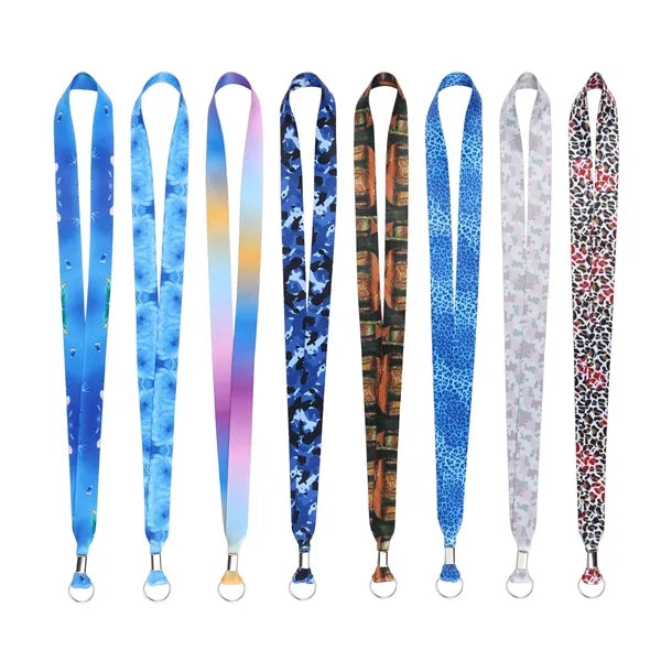3/4" Full Color Polyester Lanyard Strap W/ Metal Key ring