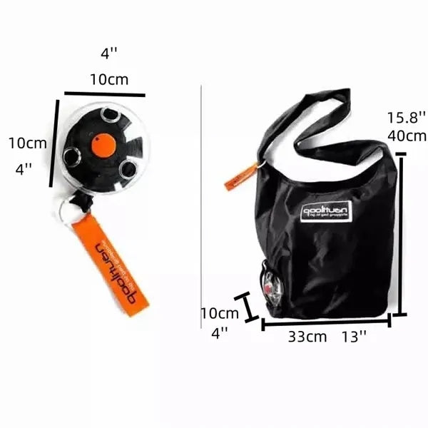Retractable Nylon Tote Bag with Reel Mechanism
