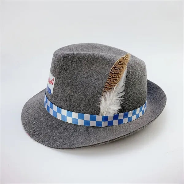 Felt Octoberfest Rope Hat Wool Ribbon Feather Fedora