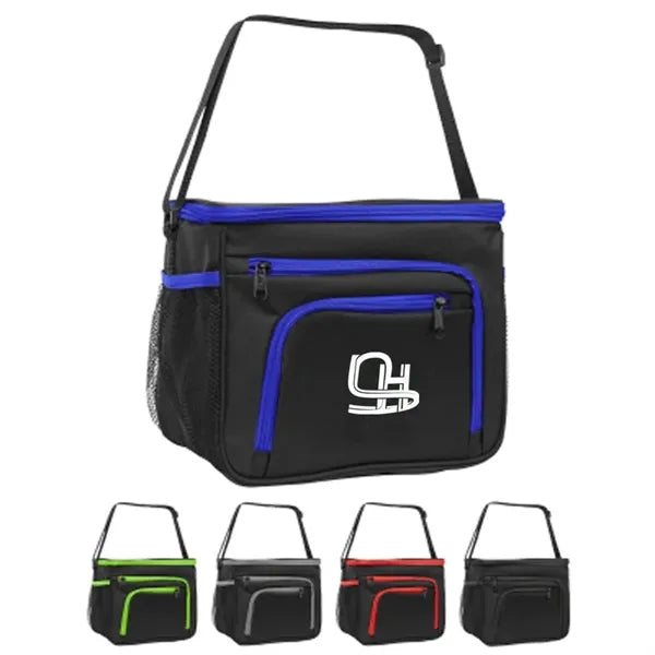 Oxford Cooler Insulated Lunch Bag With Side Mesh Pockets