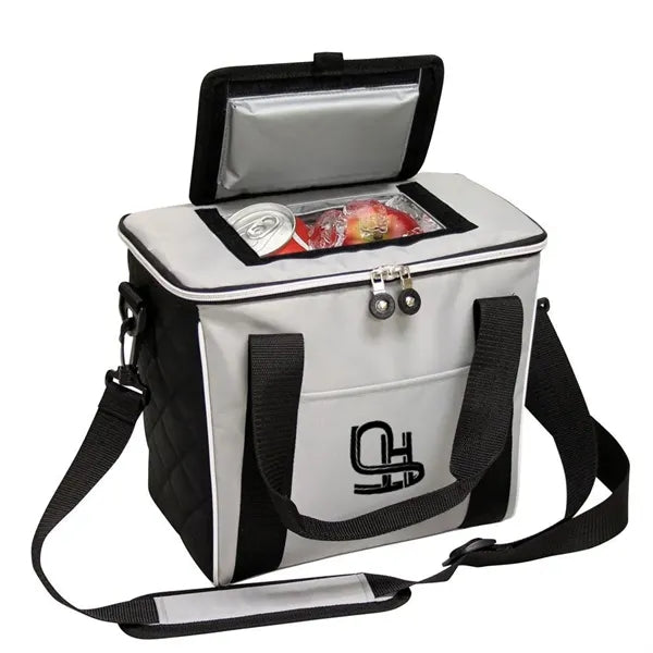 Cooler Insulated Lunch Bag With Top Hook And Loop Tape Open