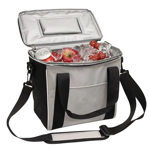 Cooler Insulated Lunch Bag With Top Hook And Loop Tape Open