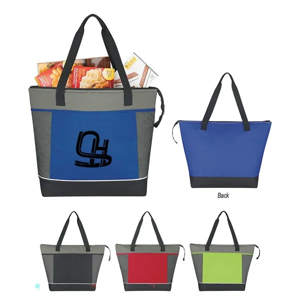 Shopping Insulated Tote Cooler Bag With Side Mesh Pocket
