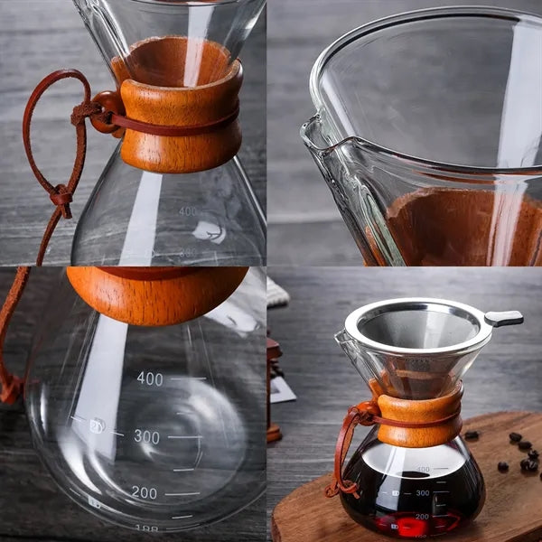 400ml Glass Pour Over Coffee Dripper - V Spout Design