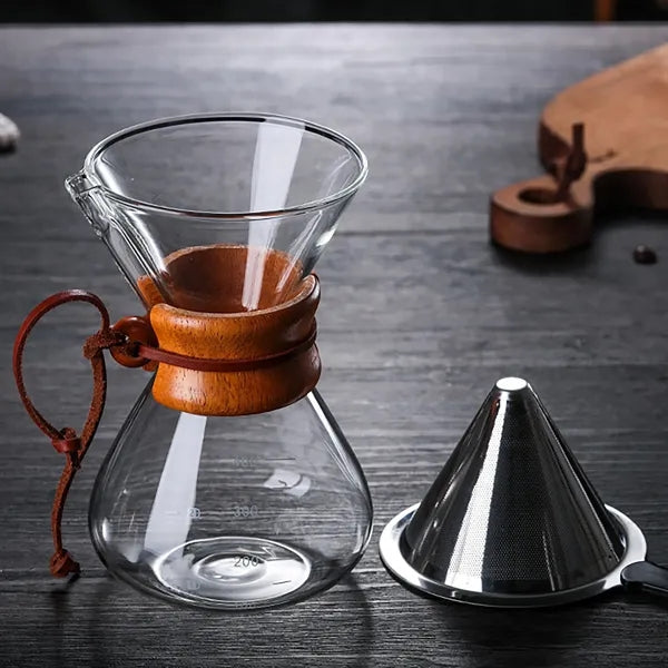 400ml Glass Pour Over Coffee Dripper - V Spout Design