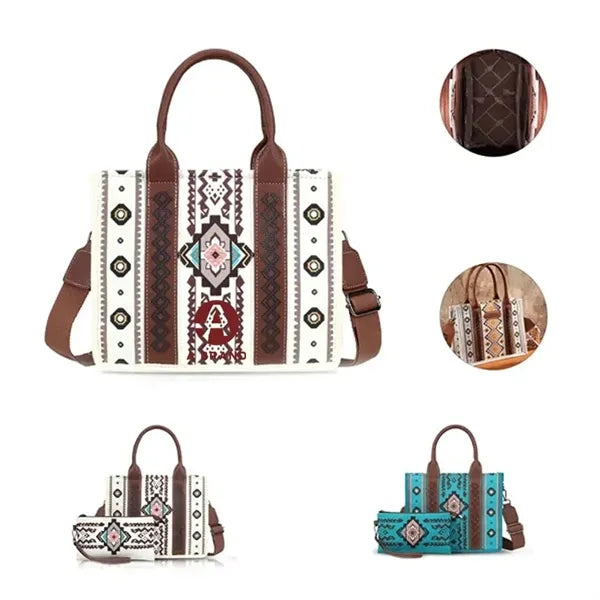 Aztec Pattern Tote & Wristlet Set