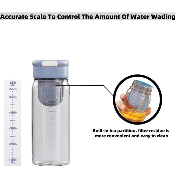 23oz Portable Sports Bottle With Scale And Tea Compartment