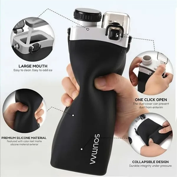 Foldable silicone water bottle 20 oz