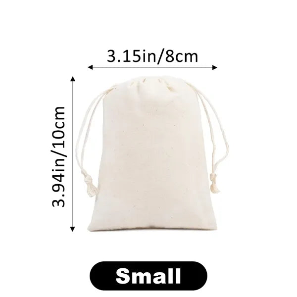 Text Logo Art Premium Organic Muslin Drawstring Bags