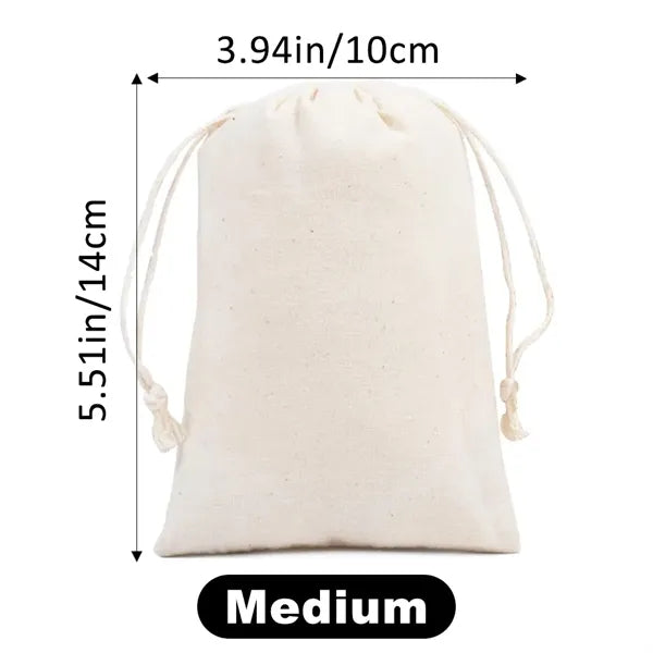 Text Logo Art Premium Organic Muslin Drawstring Bags