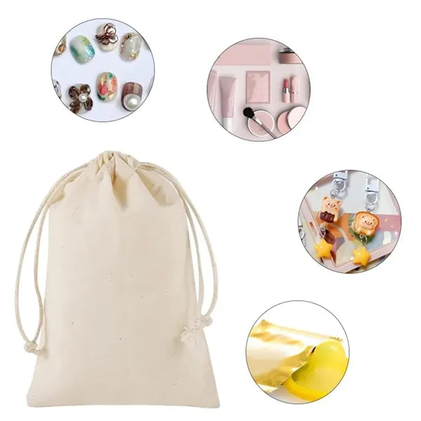 Text Logo Art Premium Organic Muslin Drawstring Bags