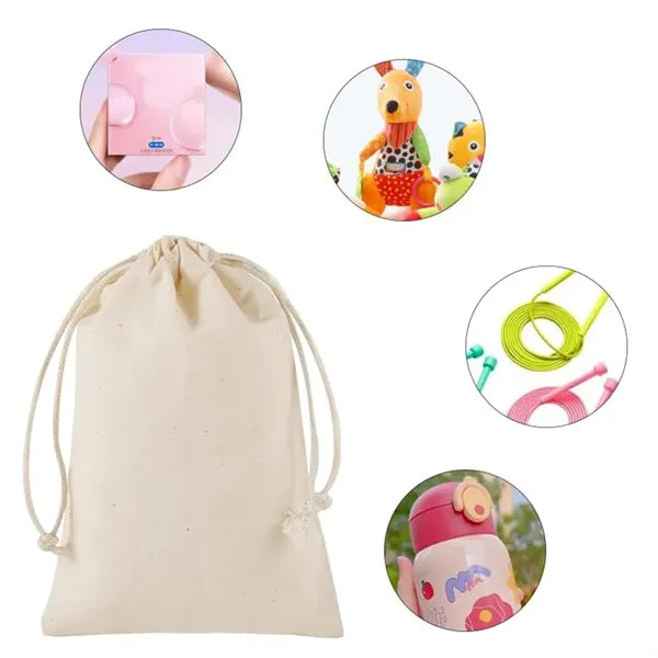 Text Logo Art Premium Organic Muslin Drawstring Bags