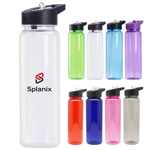24 Oz Plsatic Water Bottle with Lid And Straw