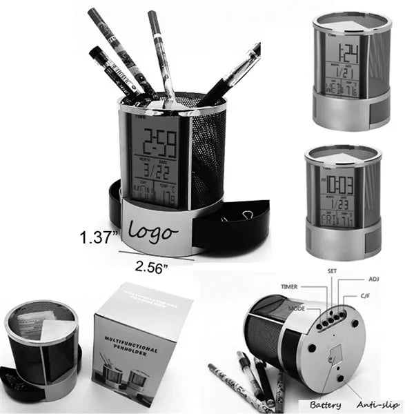 Digital Alarm Clock Pen Holder with Calendar