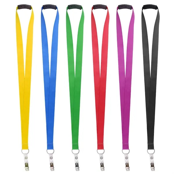 3/4" Polyester Breakaway Lanyard W/ Bulldog Clip & Ring