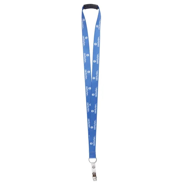 3/4" Polyester Breakaway Lanyard W/ Bulldog Clip & Ring