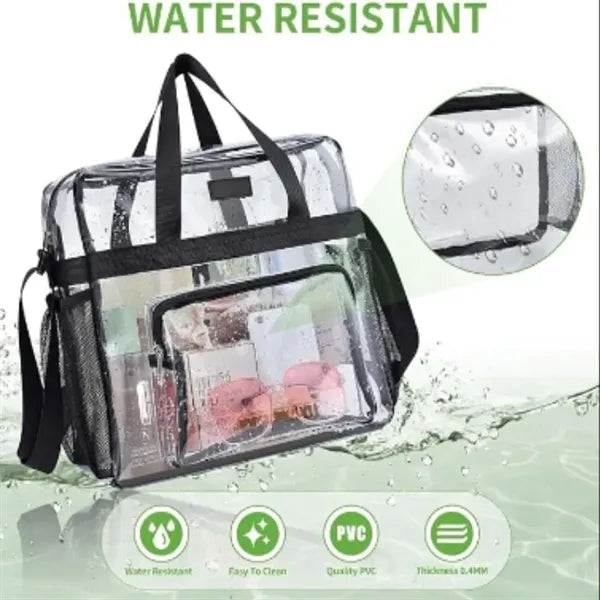 Clear Plastic Bag with Handle - Transparent Zipper Tote