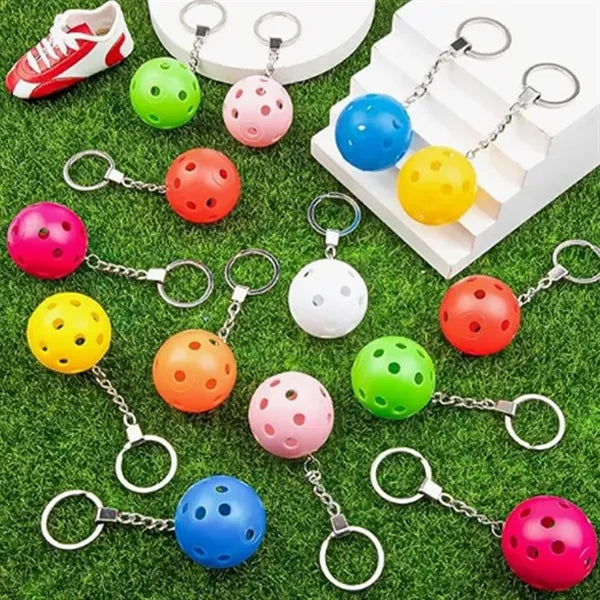 Pickleball Keychain with Perforated Design