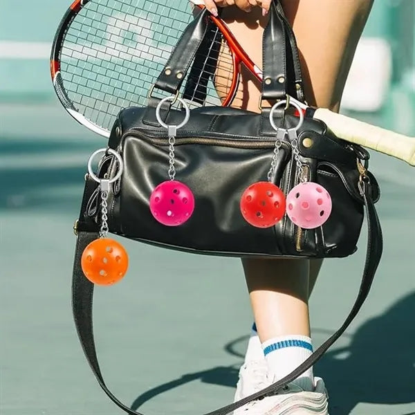 Pickleball Keychain with Perforated Design