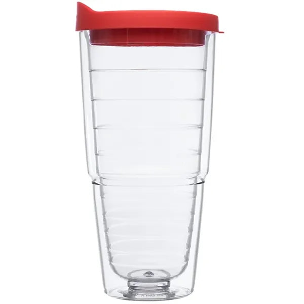 24 oz Acrylic Double Wall Tumbler with Straw and Lid.