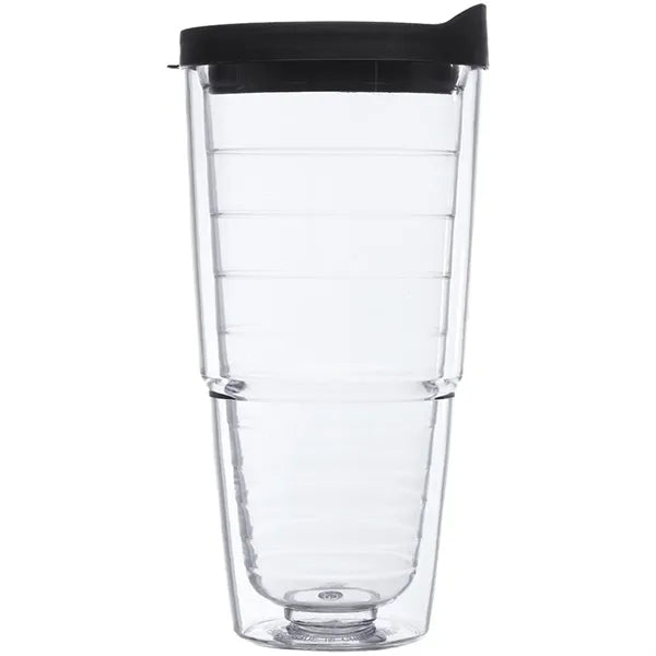 24 oz Acrylic Double Wall Tumbler with Straw and Lid.