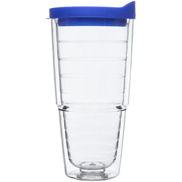 24 oz Acrylic Double Wall Tumbler with Straw and Lid.