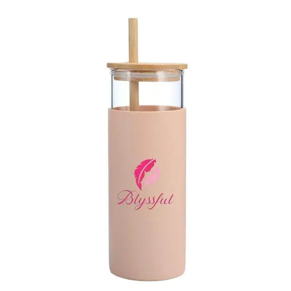 Stirling 17 oz Glass Tumbler with Silicone Sleeve & Straw