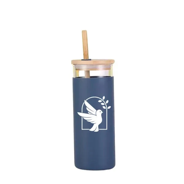 Stirling 17 oz Glass Tumbler with Silicone Sleeve & Straw