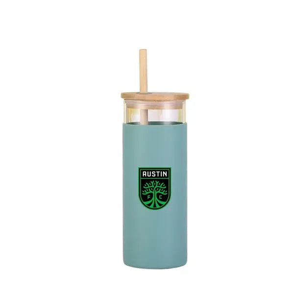 Stirling 17 oz Glass Tumbler with Silicone Sleeve & Straw