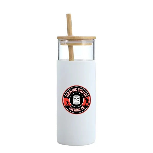 Stirling 17 oz Glass Tumbler with Silicone Sleeve & Straw