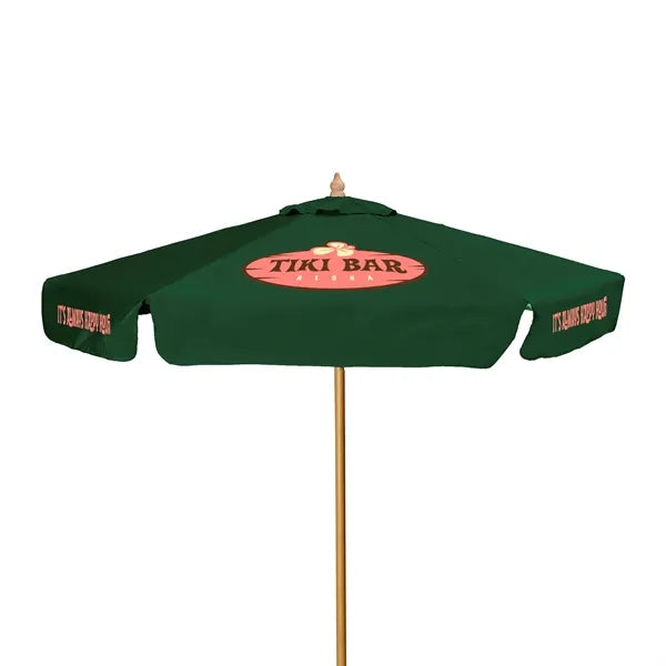 7' Wood Market Umbrella Kit With Valance (6 Imprints)