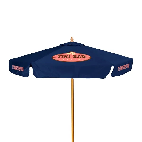 7' Wood Market Umbrella Kit With Valance (6 Imprints)