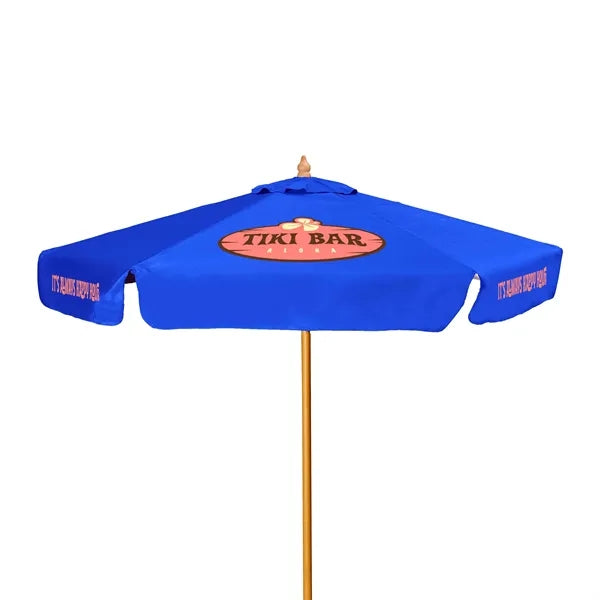7' Wood Market Umbrella Kit With Valance (6 Imprints)