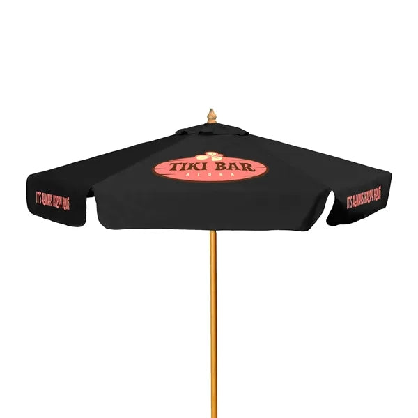 7' Wood Market Umbrella Kit With Valance (6 Imprints)
