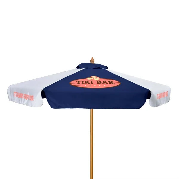 7' Wood Market Umbrella Kit With Valance (6 Imprints)