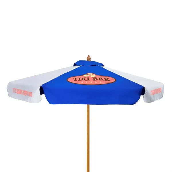 7' Wood Market Umbrella Kit With Valance (6 Imprints)