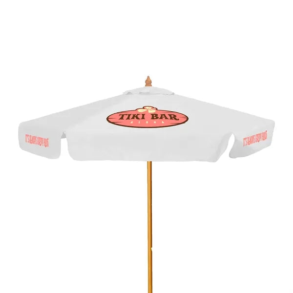 7' Wood Market Umbrella Kit With Valance (6 Imprints)