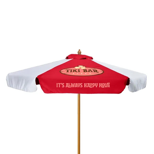 7' Wood Market Umbrella Kit With Valance (2 Imprints)