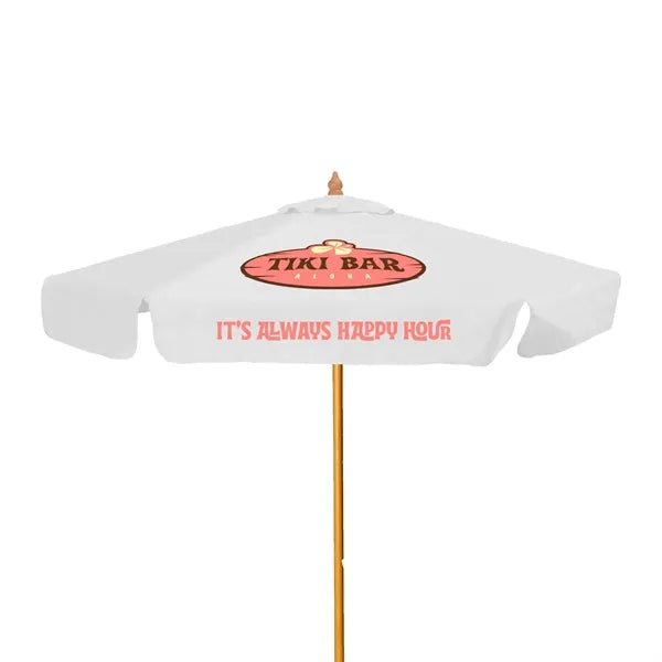 7' Wood Market Umbrella Kit With Valance (2 Imprints)