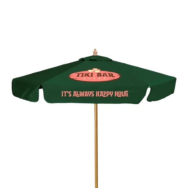 7' Wood Market Umbrella Kit With Valance (2 Imprints)