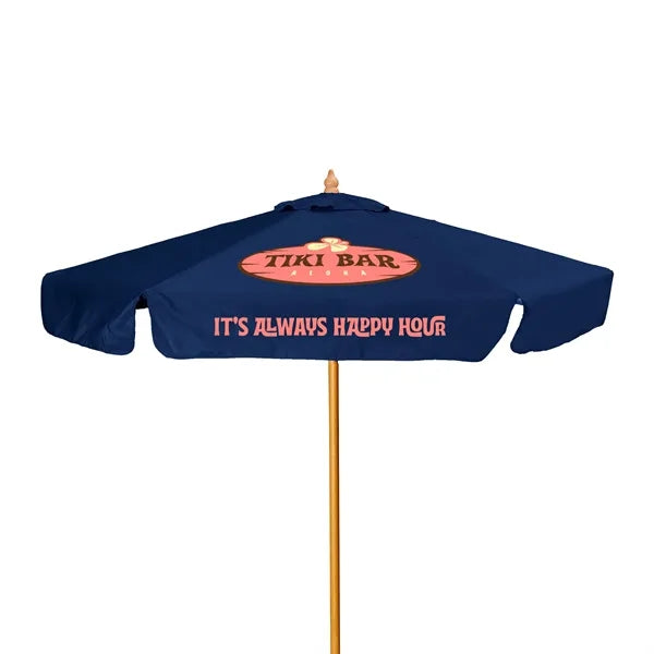 7' Wood Market Umbrella Kit With Valance (2 Imprints)