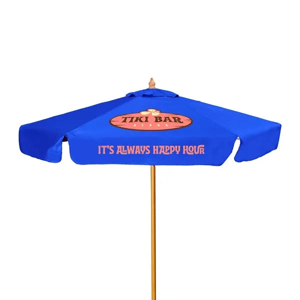 7' Wood Market Umbrella Kit With Valance (2 Imprints)