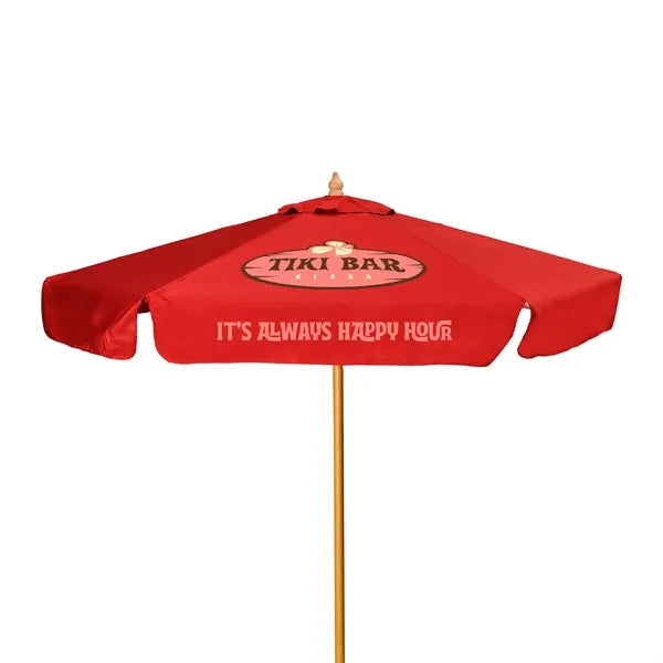 7' Wood Market Umbrella Kit With Valance (2 Imprints)