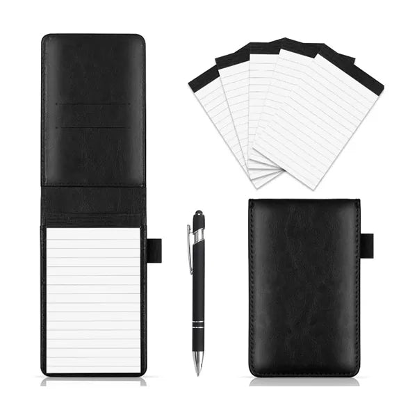 A7 Leather Pocket Notepad Notebook with Pen
