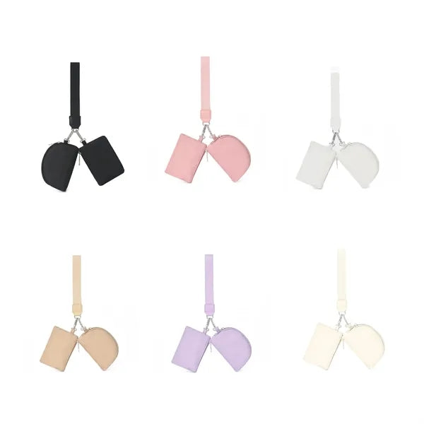 Portable Dual Pouch Wristlet Coin Pocket Keychain