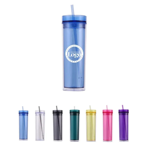 15 Oz Insulated Double Wall Plastic Tumbler with Lids and St