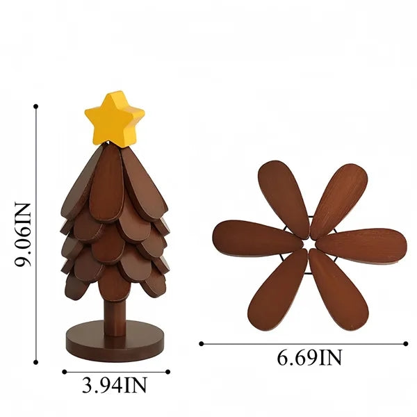 Festive Christmas Tree Solid Wood Heat Resistant Mat